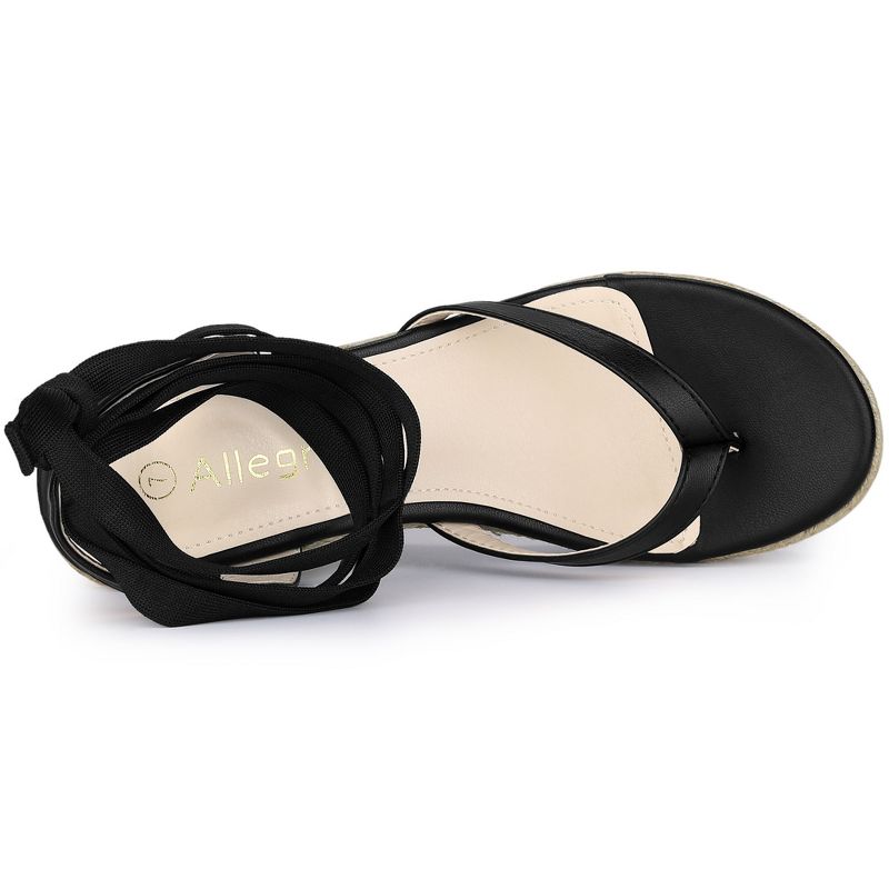 Allegra K Women's Platform Strappy Lace-up Flip Flops Wedge Sandals, 5 of 7