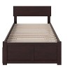 HomeStock Orlando Full Platform Bed with Flat Panel Footboard and Turbo Charger with Twin Size Urban Trundle in Walnut - 3 of 4