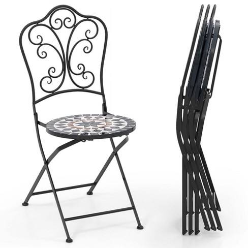 Costway Set of 2/4 Mosaic Chairs for Patio with Decorative Backrest Heavy-Duty Frame - image 1 of 4