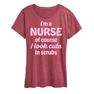 Women's - Instant Message - Nurse Cute In Scrubs Short Sleeve Graphic T-Shirt - 1 of 4