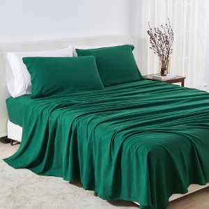 Isla Jade 100% Turkish Cotton Solid Flannel Sheet Set - 1 of 4