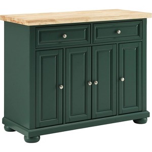 HomeStock  Madison Madison Rolling Kitchen Island Cart, Microwave Stand, Coffee Bar, with Shelves and Drawers, Emerald Green - 1 of 4