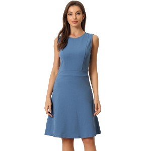 INSPIRE CHIC Women's Work Round Neck Sleeveless Fit and Flare Dresses - 1 of 4