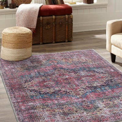 Unique Loom Mangata Mary Border Washable Indoor Flatweave Woven Area Rug