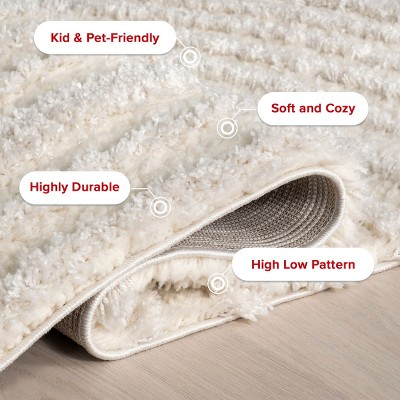 Gloria Beige Abstract Shag 6ft Square Area Rug