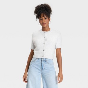 Women's Short Sleeve Cozy Knit Button-Down Cardigan - Universal Thread™ - 1 of 3