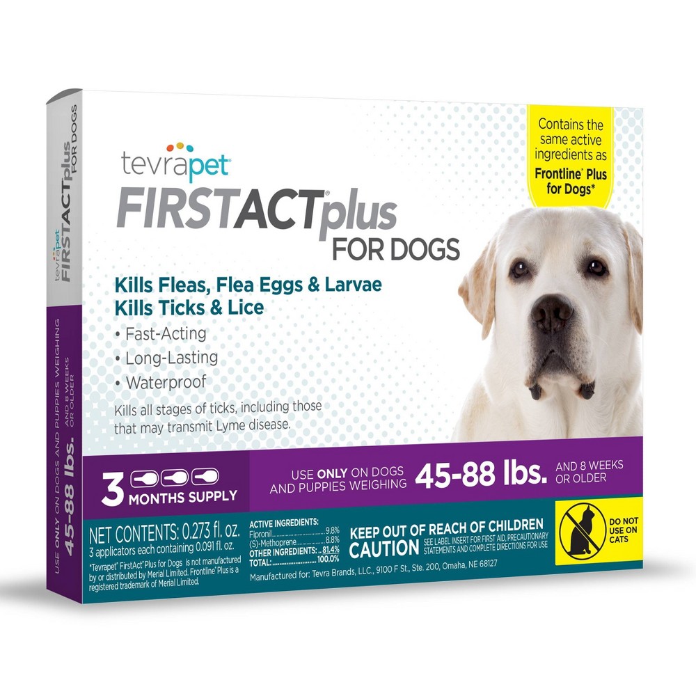 UPC 190623000140 product image for Tevra Pet FirstAct Plus Flea and Tick Treatment for Large Dogs - 45 to 88lbs - 3 | upcitemdb.com