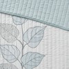 NicBex Bedding Comforter Sets 6 Piece Bedding Set Floral Style Leaf Embroidered Reversible Quilt with Throw Pillows, Blue+White - 2 of 4