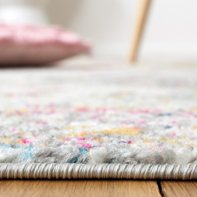 Gray Rectangular 4' x 6' Stain-Resistant Synthetic Area Rug