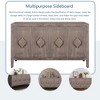 Antique Four Door Cabinet with Carved Flower Handles, Wooden Sideboard Buffet Console for Living Room Kitchen Hallway - 2 of 4