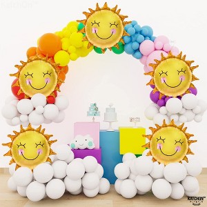 KatchOn, Smile Face Sun Balloons for Party - 26 Inch, Pack of 5 | Mylar Sunshine Balloons, Summer Balloons for Sunshine First Birthday Decorations - 1 of 4