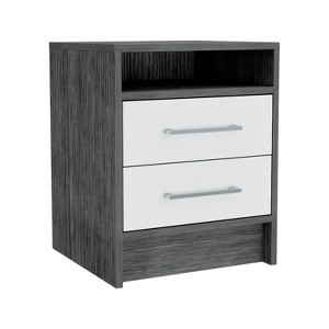 NicBex 16"Wide Nightstand with 2 Drawers Farmhouse Wooden Side Table with Open Storage Shelf for Bedroom,Living Room - 1 of 4