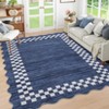 Washable Modern Scalloped Border Bedroom Living Room Rugs, Low Pile Non Slip Floor Carpet for Home - 2 of 4