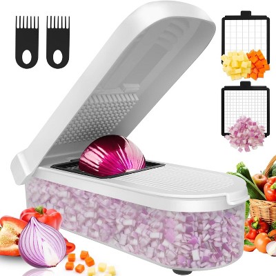 Attop Multifunctional Food Chopper - Onion, Vegetable Slicer Dicer Cutter, Potato Cutter - Veggie Chopper with Container (4 in 1, White)