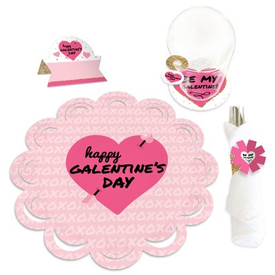 Big Dot of Happiness Be My Galentine - Galentine's & Valentine's Day Party Paper Charger and Table Decorations - Chargerific Kit - Place Setting for 8