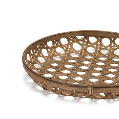Melrose Large Round Geometric Bamboo Wooden Tray