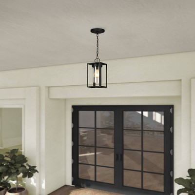 Walker Hill Matte Black 14.6" Vintage Outdoor Pendant Light