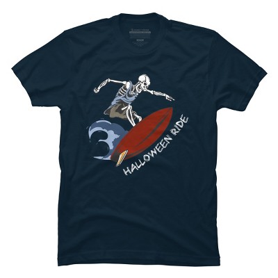 Men's Design By Humans Halloween Surfing Zombie Skeleton Funny Costume t shirt By graceandfinn T-Shirt