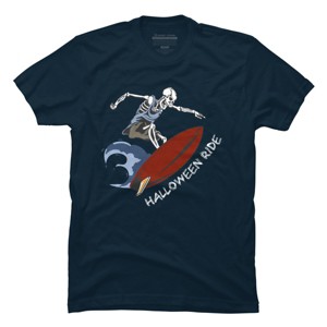 Men's Design By Humans Halloween Surfing Zombie Skeleton Funny Costume t shirt By graceandfinn T-Shirt - 1 of 4
