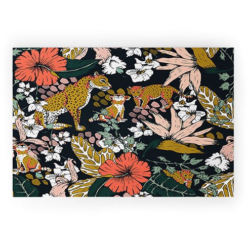 Marta Barragan Camarasa Animal print dark jungle Looped Vinyl Welcome Mat - Society6 - image 1 of 4