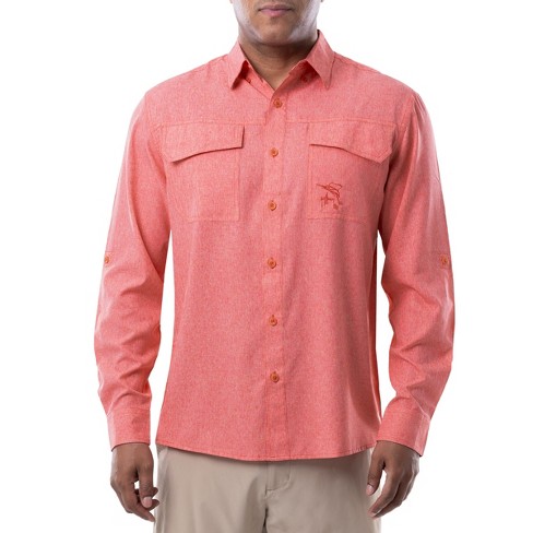 Guy Harvey Men's Long Sleeve Performance Fishing Shirt - Tomato 2X Large