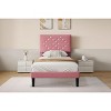 Bed Frames, Velvet Upholstered Bed Frame with Vertical Channel Tufted & Sturdy Wood Slats, Strong Wooden Slats/Platform Bed Frame Easy Assembly - 2 of 4