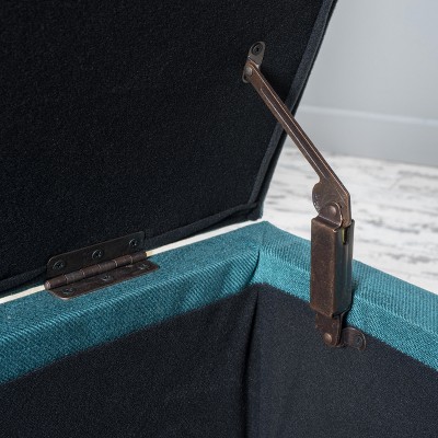 Teal Fabric Storage Ottoman with Easy Access Lid
