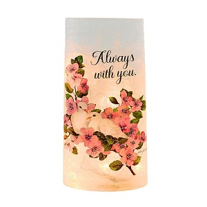 Stony Creek 10.0 Inch Dove Love Pre-Lit Large Glass Vase Lighted Glass Accent , Bereavement Bereavement Birds Remembrance (1PC) - 1 of 4