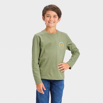 Boys' Long Sleeve Camo T-shirt - Cat & Jack™ Olive Green : Target