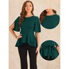 Allegra K Women's Split Half Sleeve Crew Neck Belted Casual Peplum Blouses - 2 of 4