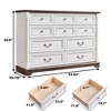 SKRAN 10 Drawer Dresser for Bedroom ,Antique White Cabinet Organizer with Wooden Base and Riser Trim for Bedroom, Living Room,White - 3 of 4