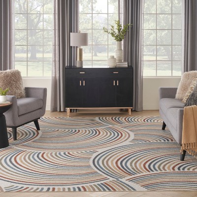 Nourison Astra Machine Washable Contemporary Rainbow Kids Indoor Rug