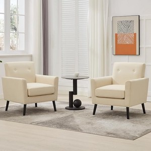 Accent Chair for Living Room Chairs,Mid Century Modern Armchair Comfy Upholstered Reading Accent Chairs  for Living Room Bedroom,2PCS - 1 of 4
