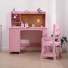 Kids Desk, Study Desk and Chair Set for Boys and Girl, Wooden Kids Writing Table with Bookshelf, Bulletin Board, Cabinet and Drawer - 3 of 4