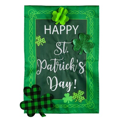 St. Patrick's Patterned Shamrocks Garden Applique Flag