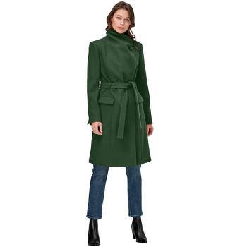 ellos Women's Plus Size Wrap-Collar Wool-Blend Coat