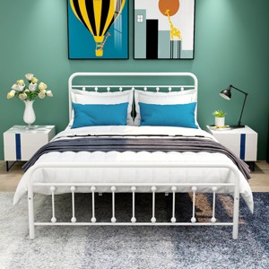 TOAOTBNBO Modern Queen Size Bed with Footboard, Meta Queen Platform Beds with Headboard, Elegant Beds Frames with Slatted Support - 1 of 4