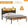 VECELO Upholstered Twin/Full/Queen Size Bed Frame, Metal Frame Platform Bed with Charging Station, Storage Headboard with LED & USB Outlets, Brown - 3 of 4