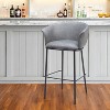HomeRoots 30" Gray And Black Faux Leather And Steel Bar Height Bar Chair - 2 of 4