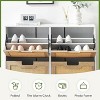 Woven Shoe Cabinet - 4-Door Rack with Adjustable Shelves, Rustic Entryway Organizer for Hallway - 2 of 4