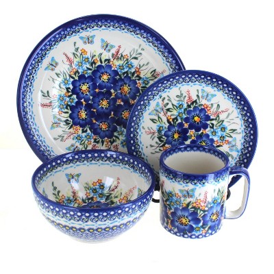 Blue Rose Polish Pottery Vena Dinnerware (4 PC)
