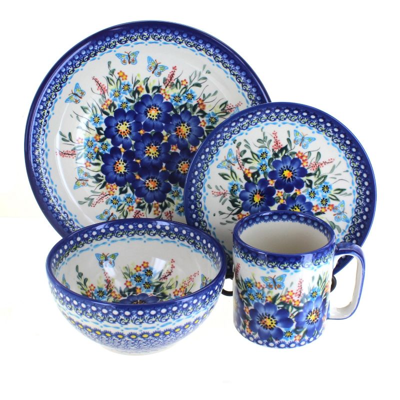 Blue Rose Polish Pottery Vena Dinnerware (4 PC), 1 of 2