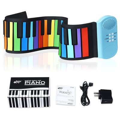 Costway 49 Keys Roll Up Piano Flexible Kids Piano Keyboard with Built-in Speaker Rainbow