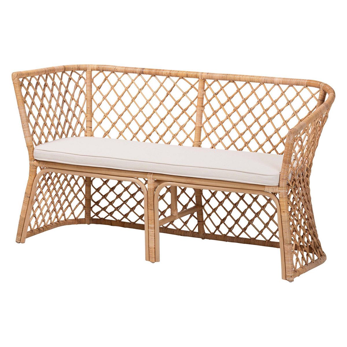 bali & pari Aysi Bohemian Rattan 2  Piece Dining Nook Bench Set Light Honey - thumbnail 3