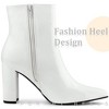 Perphy Women's Patent Leather Pointed Toe Side Zip Chunky Heel Ankle Boots - 4 of 4