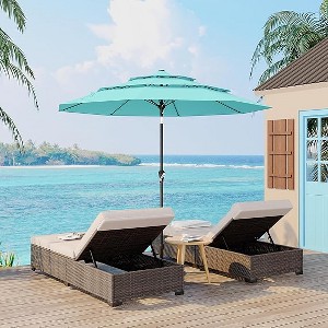 3 Tiers Heavy Duty Patio Umbrella,Outdoor Market Table Umbrellas  , Market Umbrella Outdoor with Ventilation and Hand Crank - 1 of 4