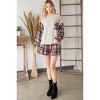 Slickblue Women's Stylish Sweater Top, Color Block Plaid Pocket & Sleeves, Contrast Stitch Neck, Coral/Rust, Size S-L - 2 of 4