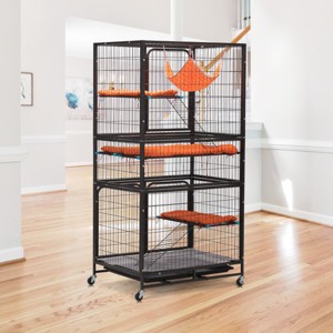 LAOTIES 4 Story Indoor Small Pet Cage with Ramps,Lockable Wheels And Removable Tray - 1 of 4