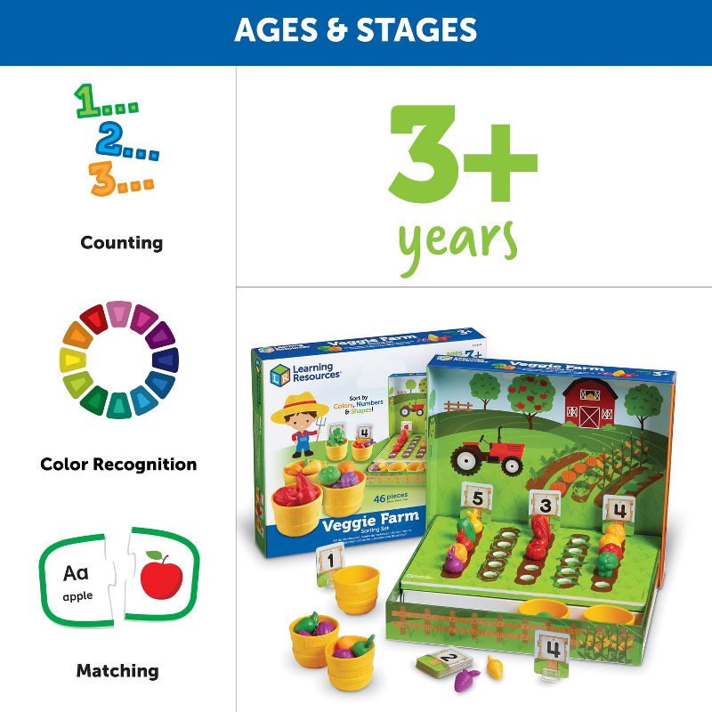 Learning Resources Veggie Farm Sorting Set, 46 Pieces, Ages 3+, 4 of 7