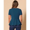 INSPIRE CHIC Women's Short Sleeve Round Neck Stretch Business Classic Peplum Top - 3 of 4